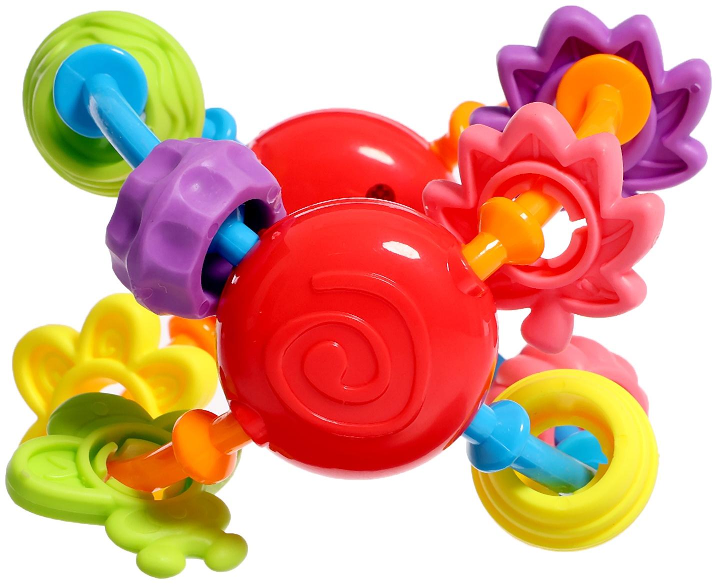 Погремушка детская с прорезывателем для зубов, цвет МИКС
