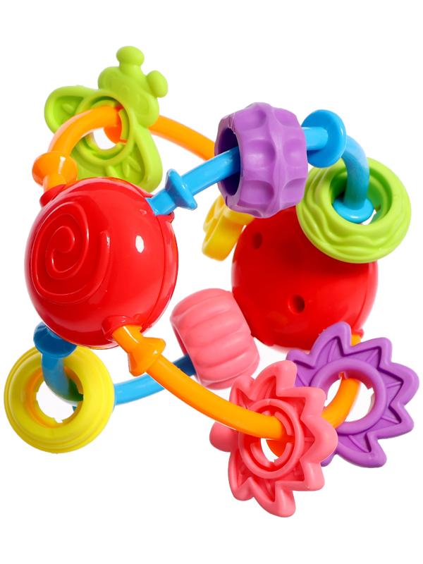 Погремушка детская с прорезывателем для зубов, цвет МИКС