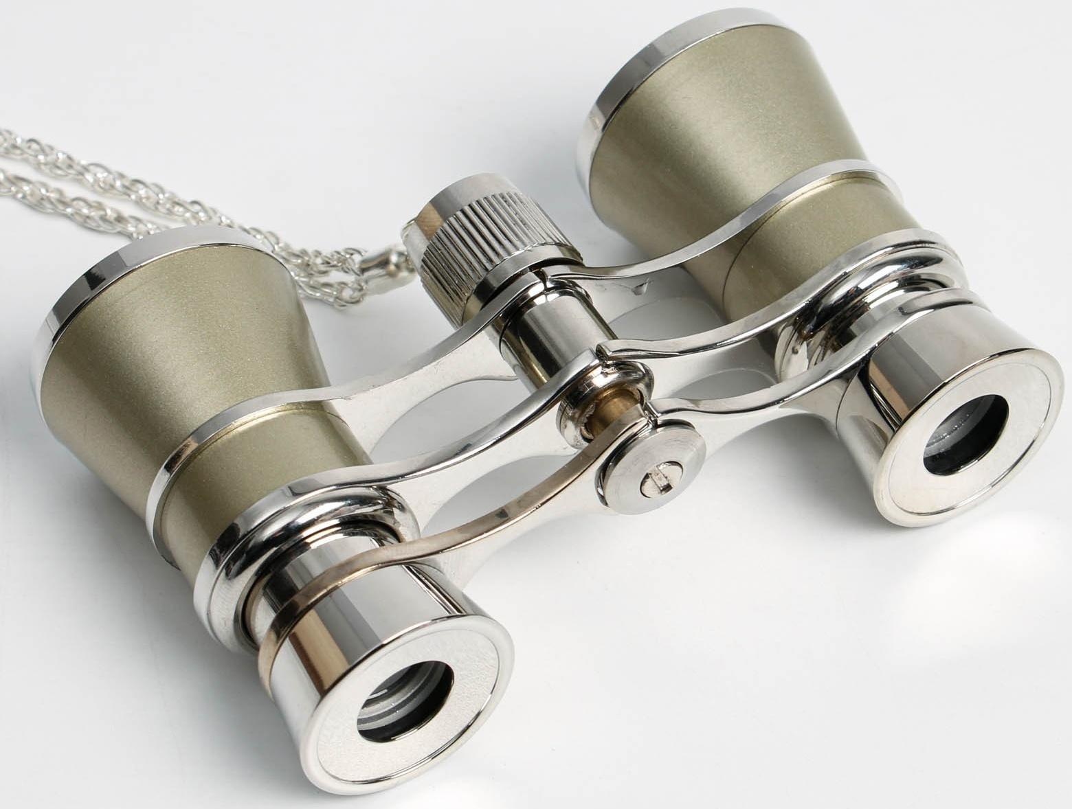 Бинокль театральный 3х25, хромированный, цвет бежевый, упаковка микс