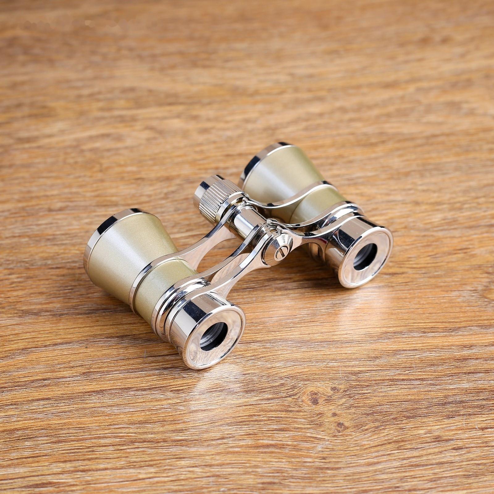 Бинокль театральный 3х25, хромированный, цвет бежевый, упаковка микс