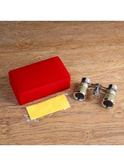 Бинокль театральный 3х25, хромированный, цвет бежевый, упаковка микс