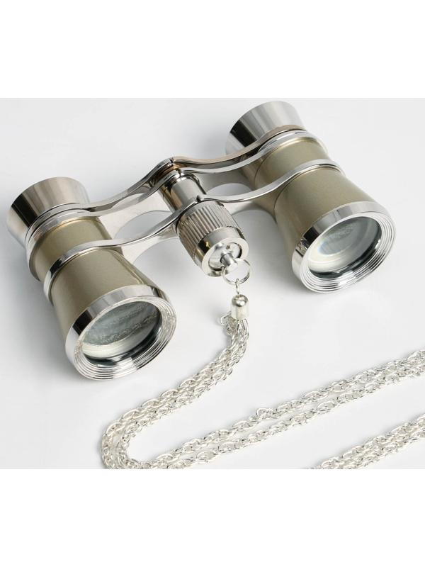 Бинокль театральный 3х25, хромированный, цвет бежевый, упаковка микс