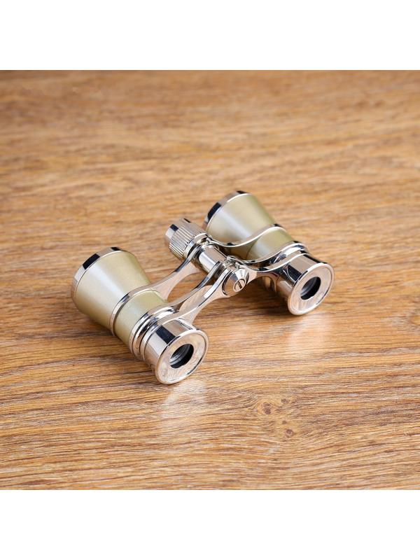 Бинокль театральный 3х25, хромированный, цвет бежевый, упаковка микс