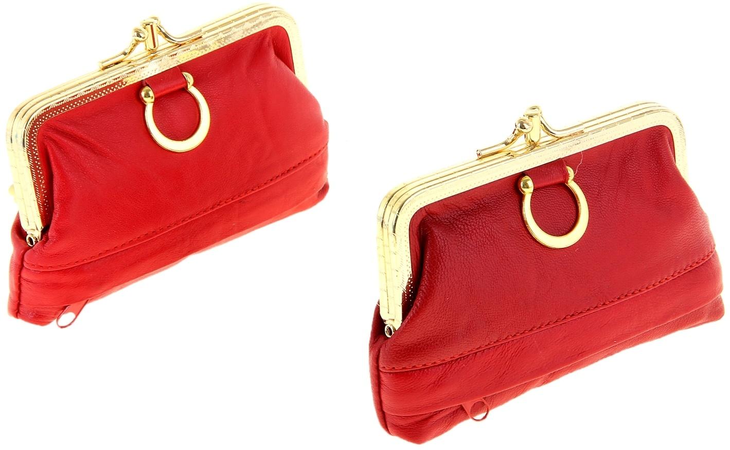 Косметичка на фермуаре, 2 отдела, цвет красный, МИКС