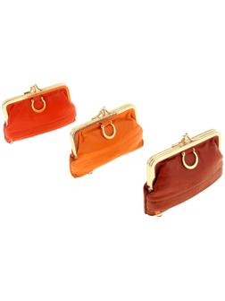 Косметичка, 2 отдела на рамке, оранжевый МИКС