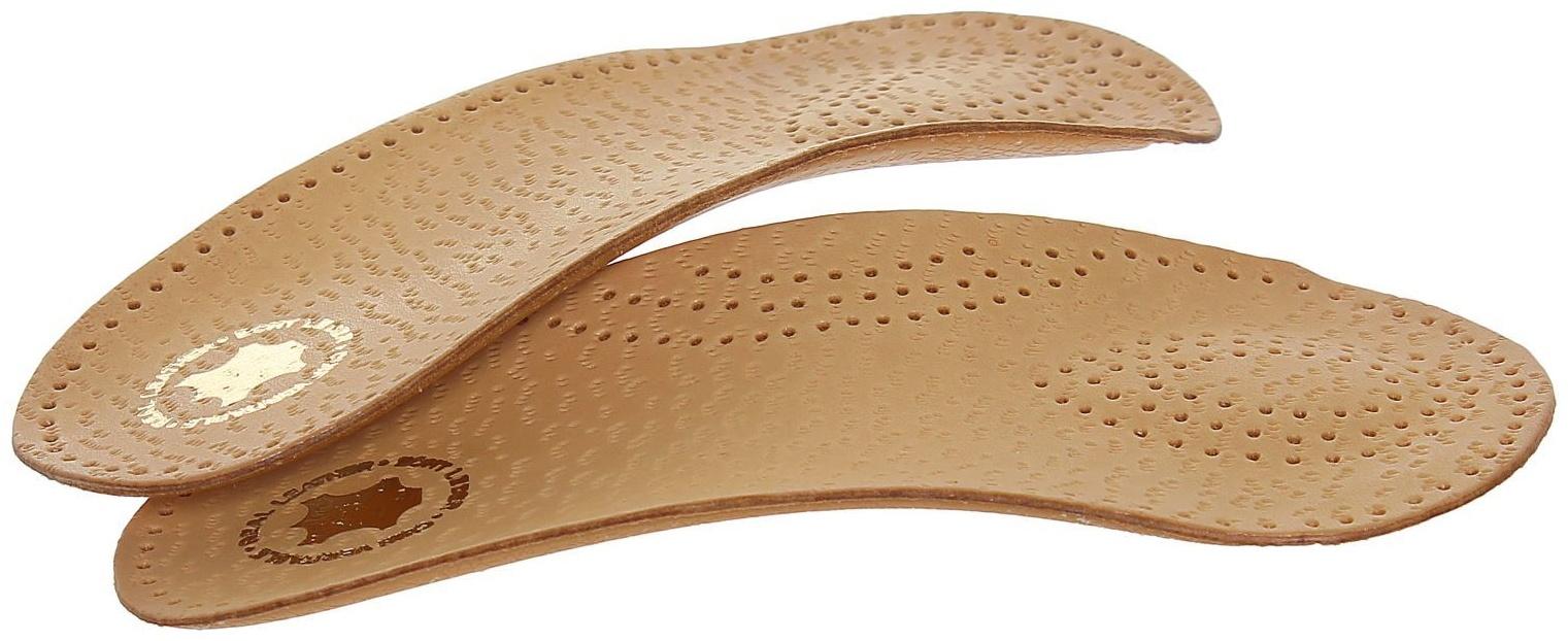 Стельки для обуви амортизирующие, с жёстким супинатором, 43-44 р-р, пара, цвет светло-коричневый