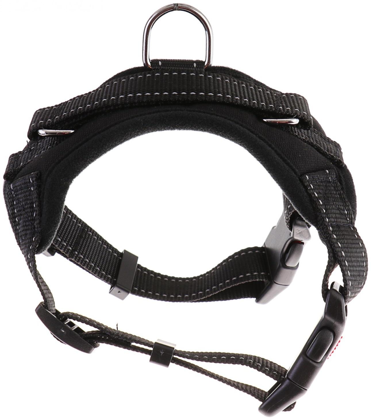 Шлейка К7 мягкая светоотражающая, размер М, ОГ 52-66 см, вес 9,5-17,5 кг, чёрная