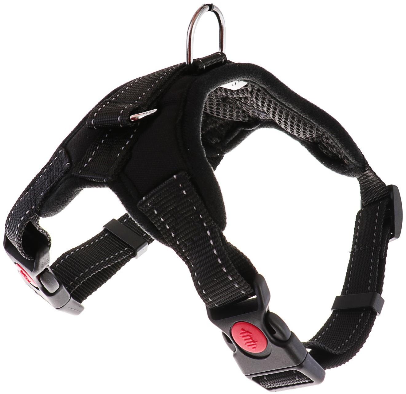 Шлейка К7 мягкая светоотражающая, размер М, ОГ 52-66 см, вес 9,5-17,5 кг, чёрная