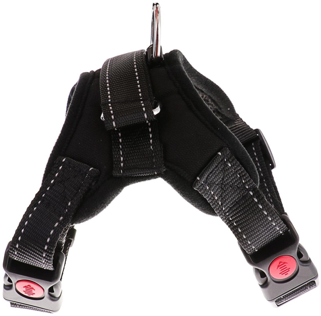 Шлейка К7 мягкая светоотражающая, размер М, ОГ 52-66 см, вес 9,5-17,5 кг, чёрная