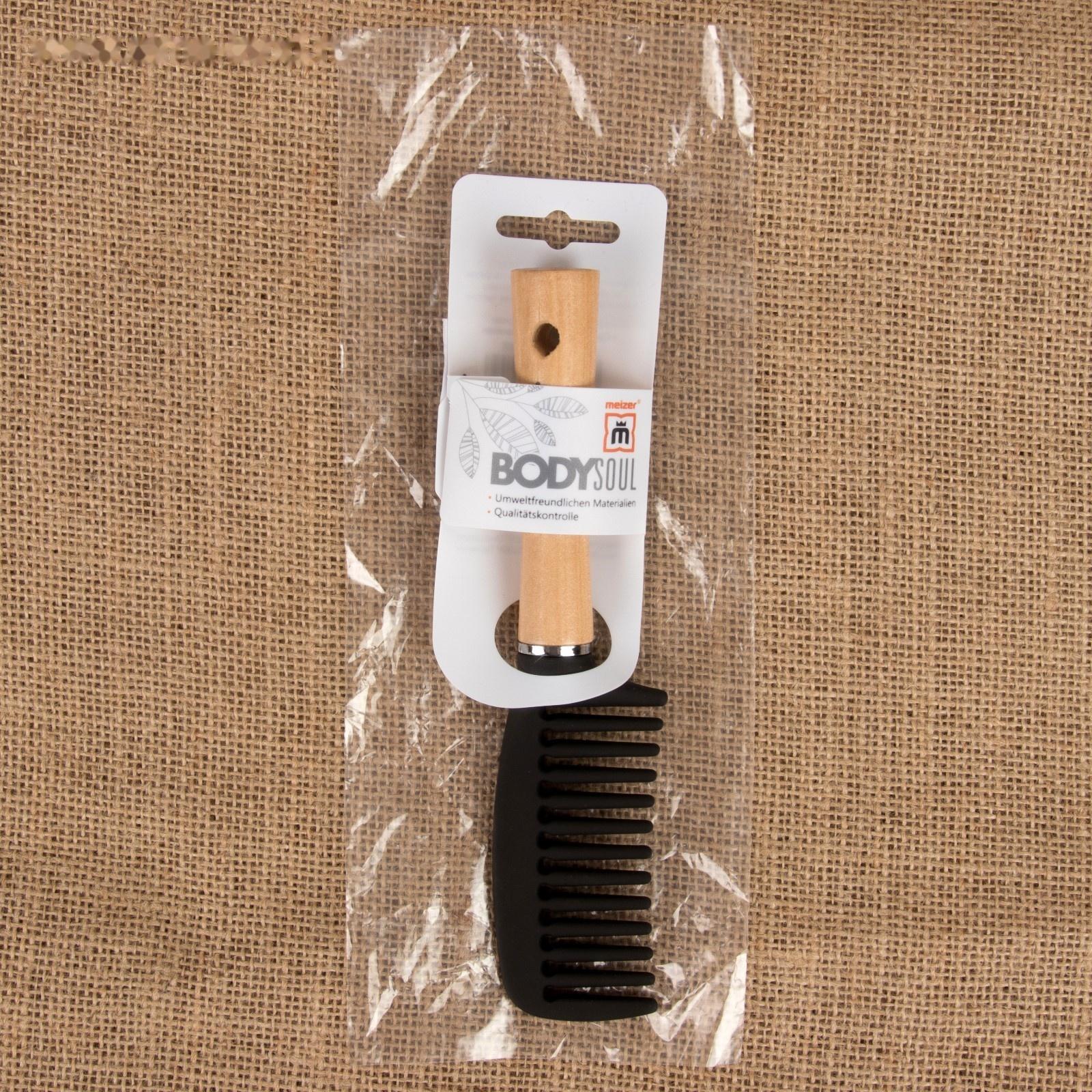 Расчёска, с деревянной ручкой, 4 × 18,5 см, цвет «светлое дерево»