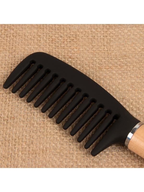 Расчёска, с деревянной ручкой, 4 × 18,5 см, цвет «светлое дерево»