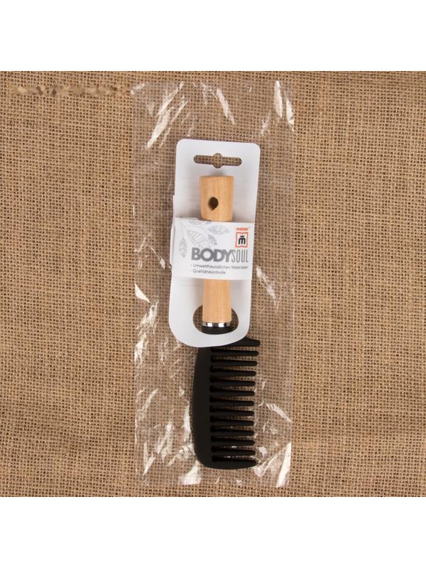 Расчёска, с деревянной ручкой, 4 × 18,5 см, цвет «светлое дерево»