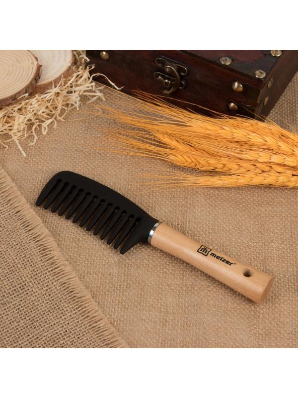 Расчёска, с деревянной ручкой, 4 × 18,5 см, цвет «светлое дерево»