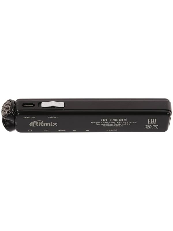 Диктофон Ritmix RR-145 8GB, MP3/WAV, дисплей, металл корпус, черный