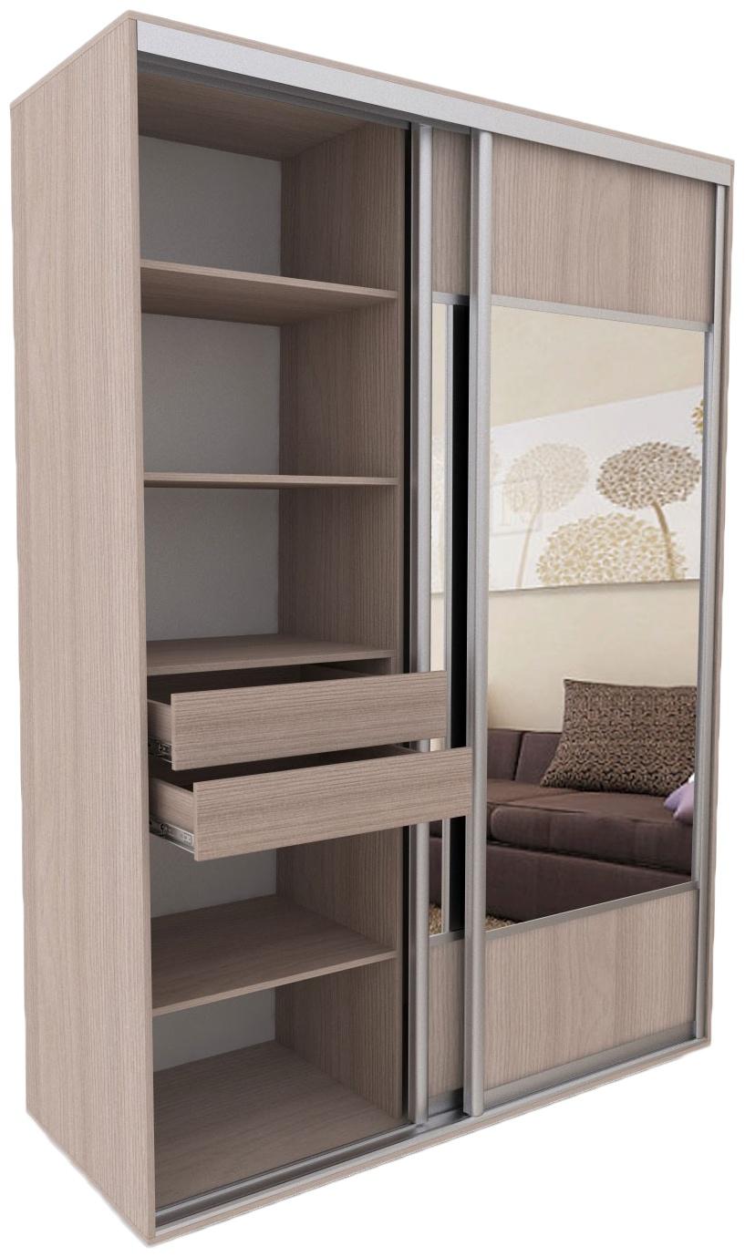 Блок ящиков для шкафов-купе 1400 × 600 мм и 2100 × 600 мм, цвет ясень шимо светлый
