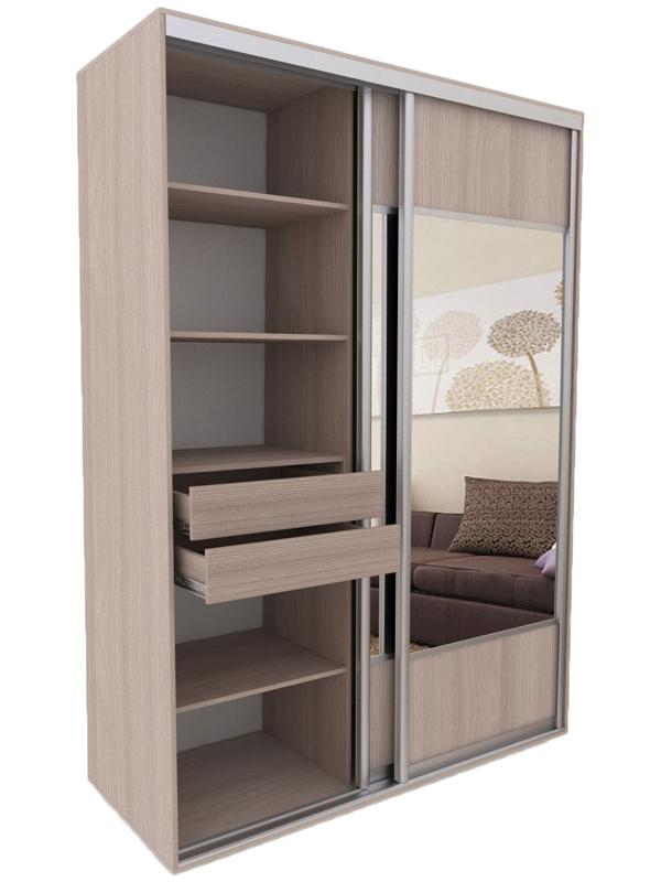 Блок ящиков для шкафов-купе 1400 × 600 мм и 2100 × 600 мм, цвет ясень шимо светлый