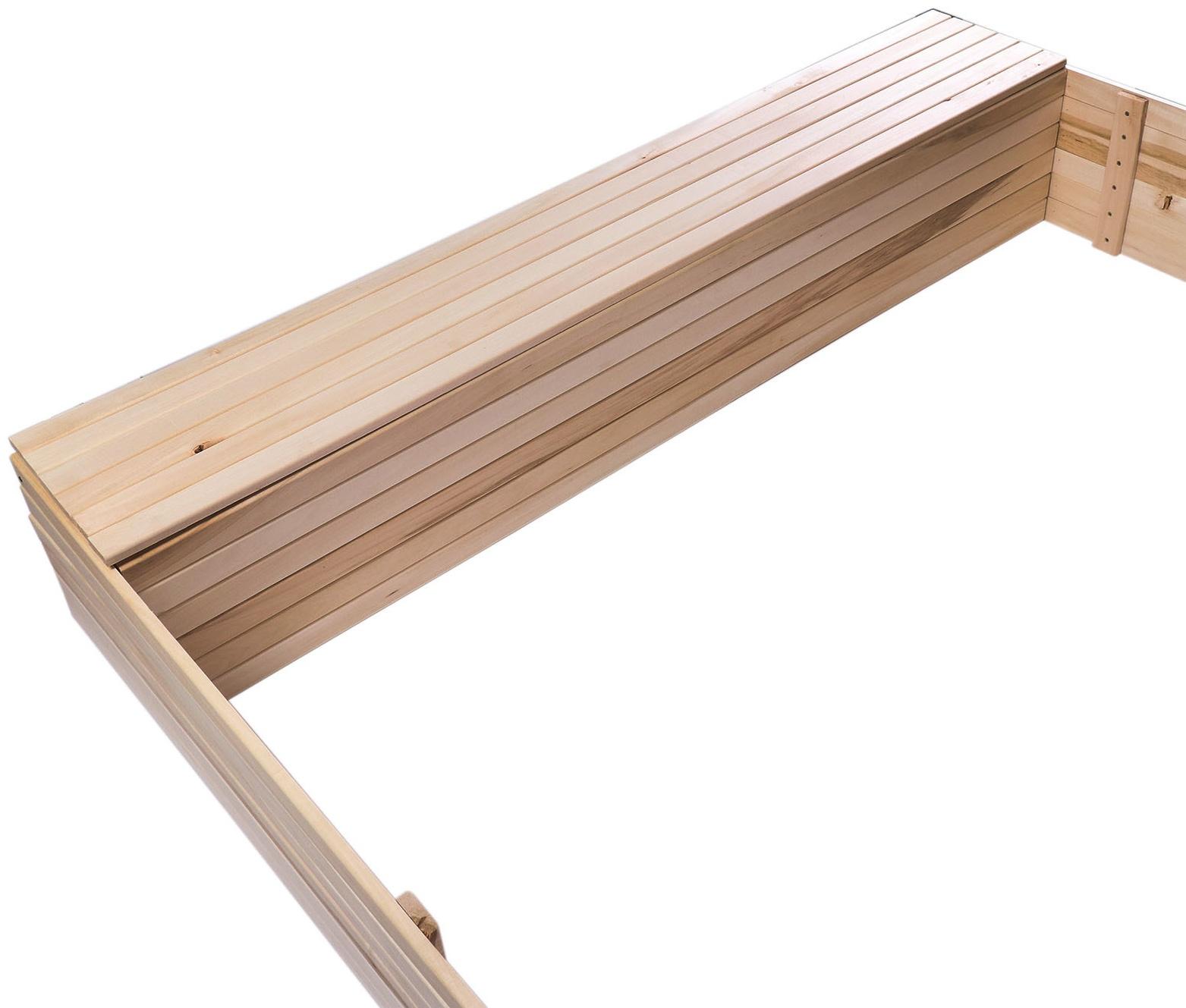 Песочница детская деревянная, без крышки, 150 × 150 × 30 см, с ящиком для игрушек, сосна, Greengo