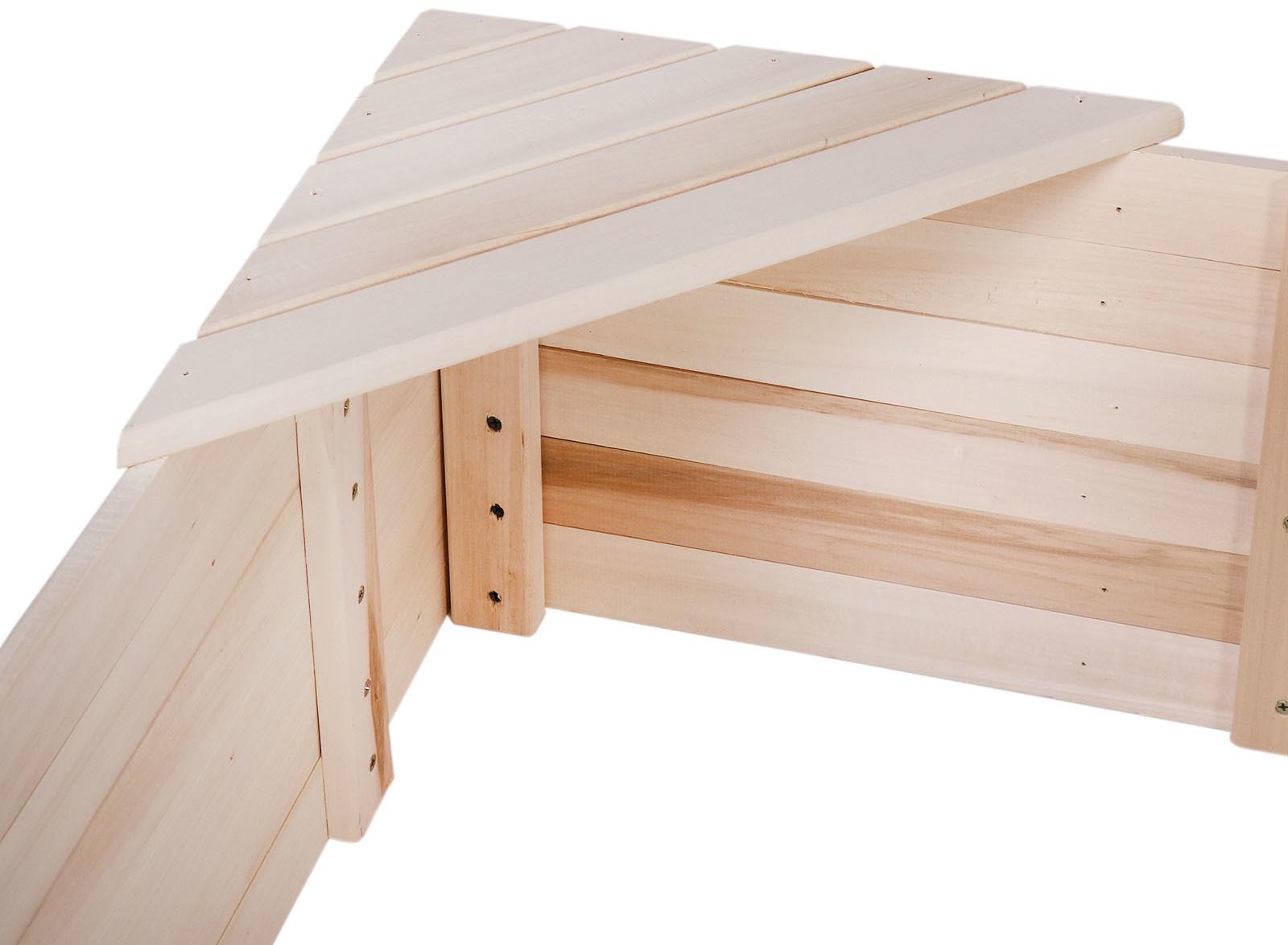 Песочница детская деревянная, без крышки, 150 × 150 × 30 см, с ящиком для игрушек, сосна, Greengo