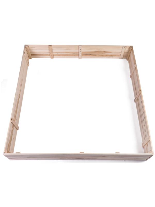 Песочница детская деревянная, без крышки, 150 × 150 × 30 см, с ящиком для игрушек, сосна, Greengo