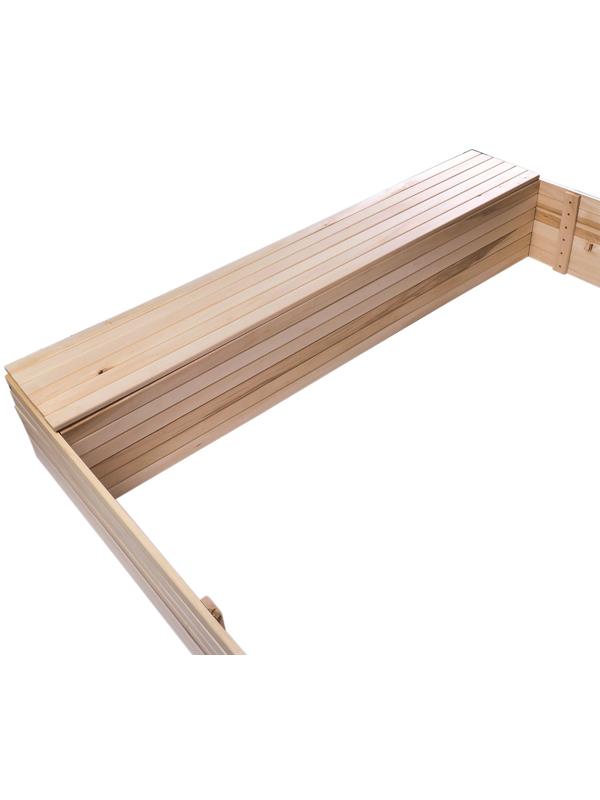 Песочница детская деревянная, без крышки, 150 × 150 × 30 см, с ящиком для игрушек, сосна, Greengo