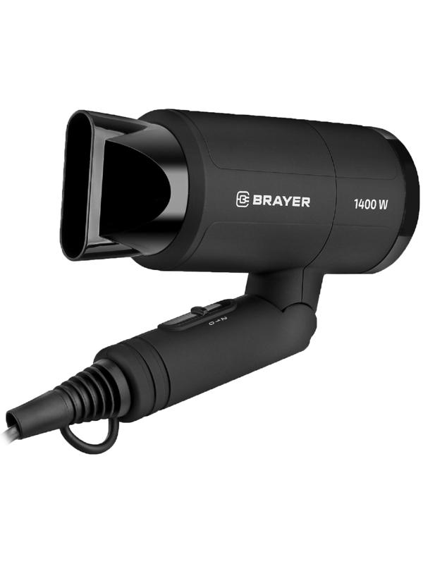 Фен BRAYER 3040BR, 1400 Вт, 2 скорости, складная ручка, шнур 1.8 м, чёрный