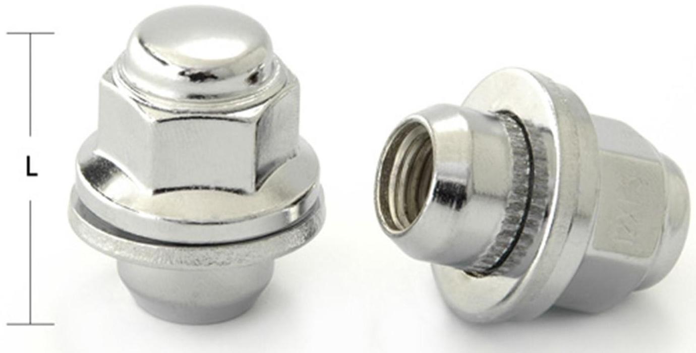 Гайка M12x1,5, 35, hex21, прессшайба, закрытая, хром