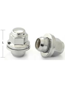 Гайка M12x1,5, 35, hex21, прессшайба, закрытая, хром