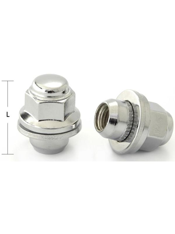 Гайка M12x1,5, 35, hex21, прессшайба, закрытая, хром