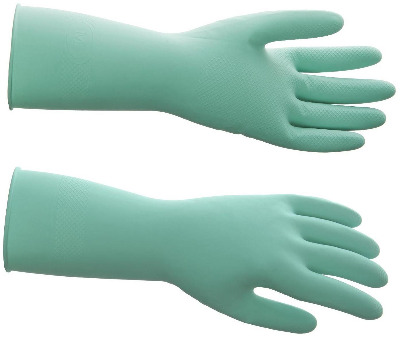Перчатки латексные многоразовые, M, зелёные
