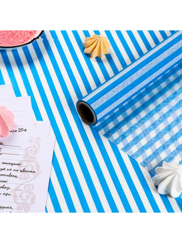 Бумага силиконизированная «Полоски», голубые, для выпечки, 0,38 х 5 м