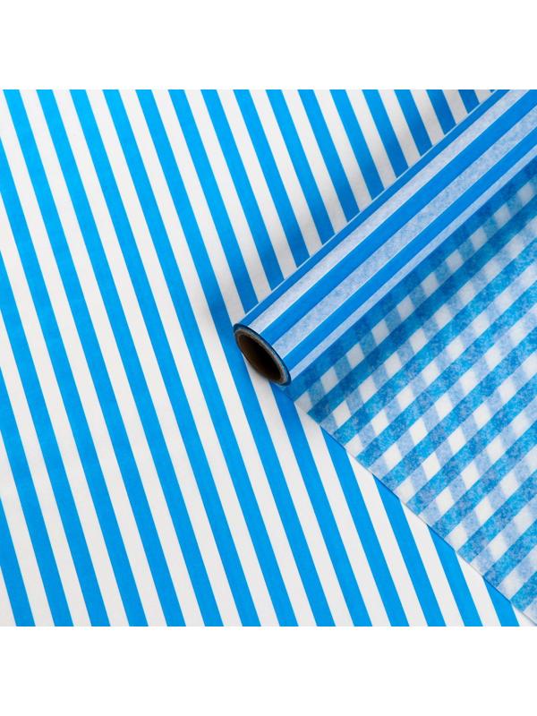 Бумага силиконизированная «Полоски», голубые, для выпечки, 0,38 х 5 м