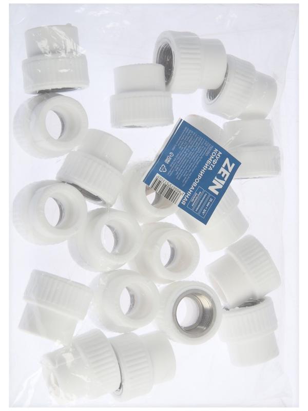 Муфта комбинированная ZEIN, полипропиленовая, внутренняя резьба, d=25 мм х 3/4