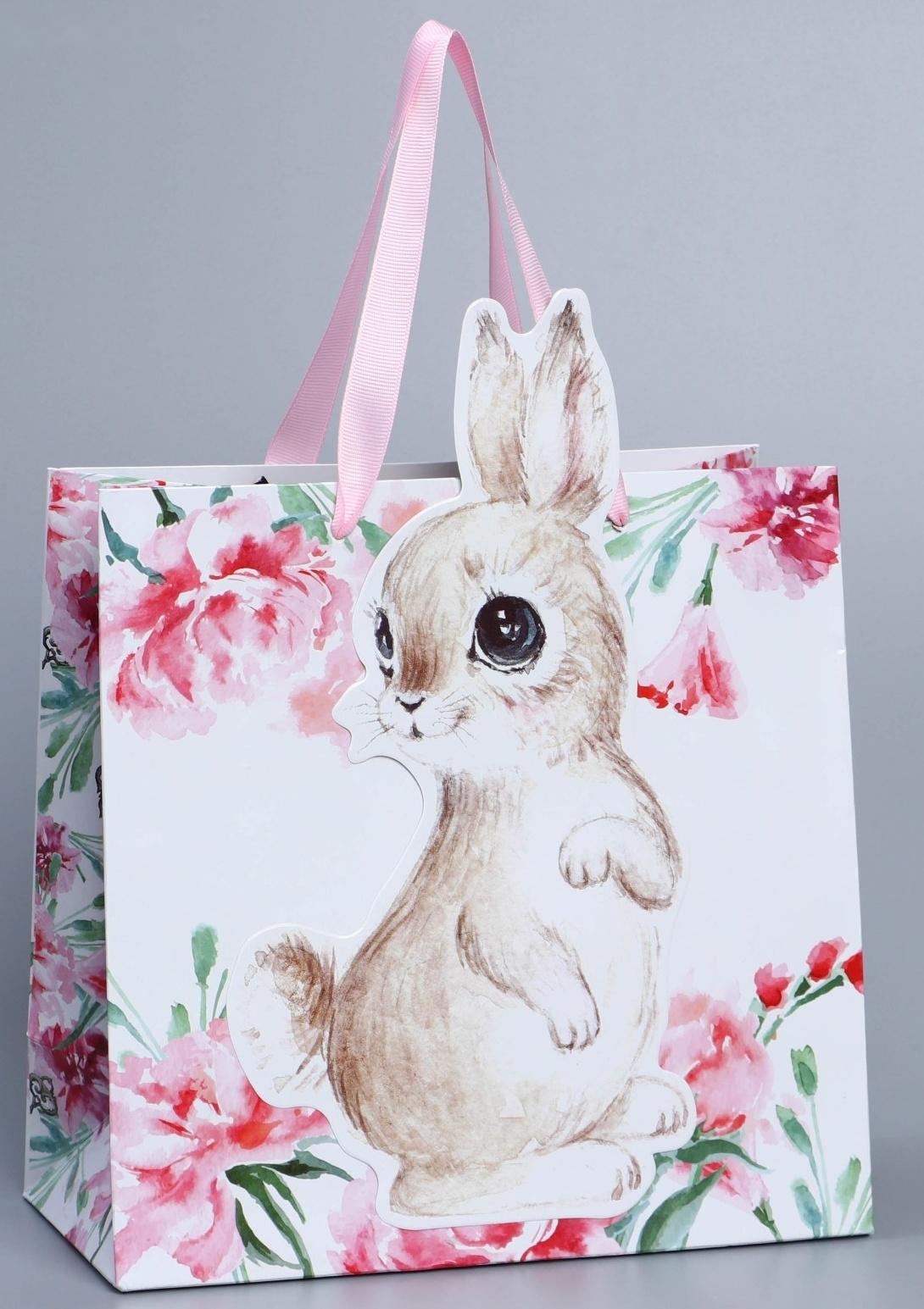 Пакет подарочный «Кролик», 22 × 22 × 10 см
