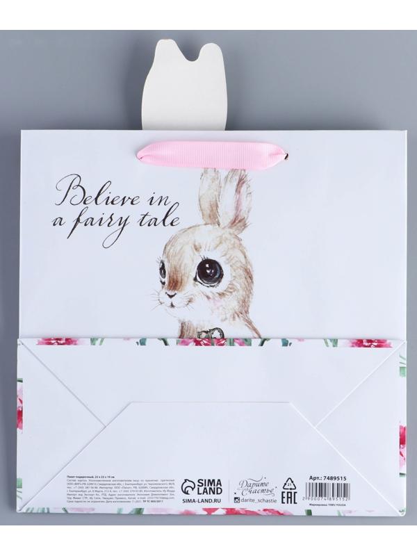 Пакет подарочный «Кролик», 22 × 22 × 10 см