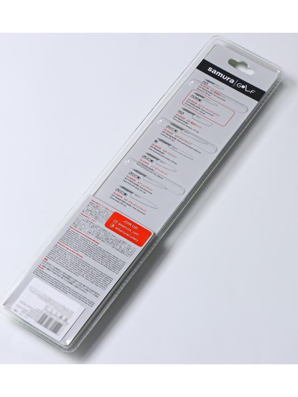 Нож кухонный Samura GOLF Stonewash, универсальный, лезвие 15,8 см, чёрная рукоять