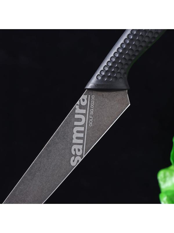 Нож кухонный Samura GOLF Stonewash, универсальный, лезвие 15,8 см, чёрная рукоять