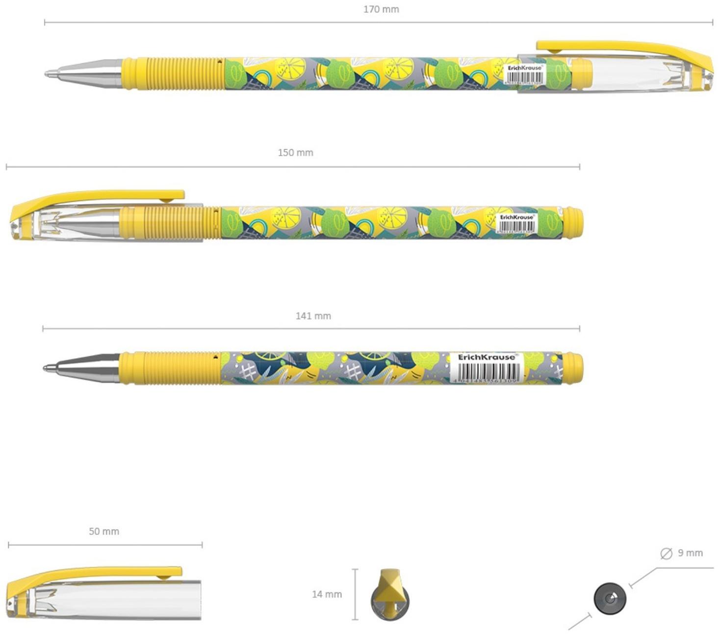 Ручка шариковая ErichKrause ColorTouch Lime, узел 0,7мм, цвет чернил синий