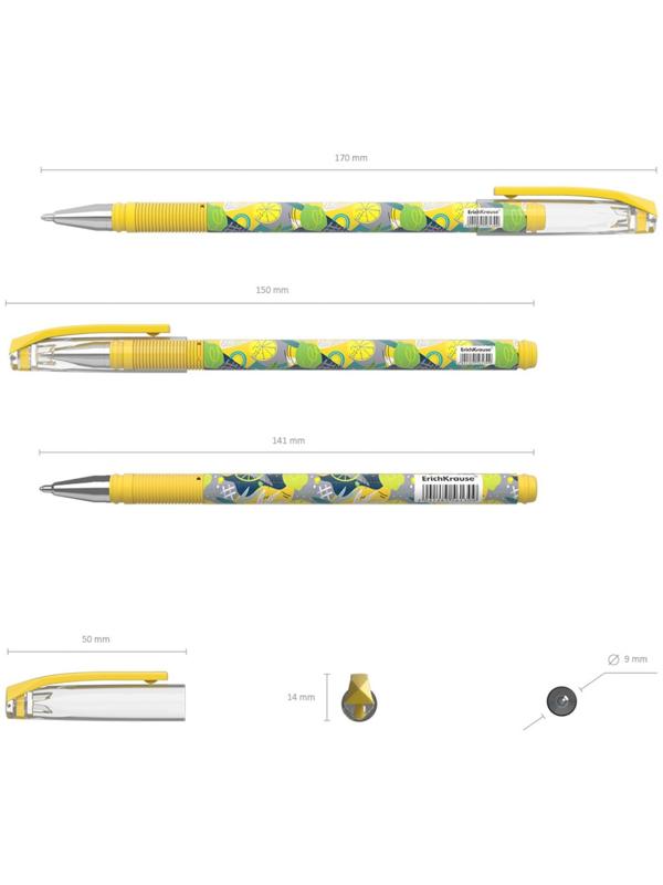 Ручка шариковая ErichKrause ColorTouch Lime, узел 0,7мм, цвет чернил синий