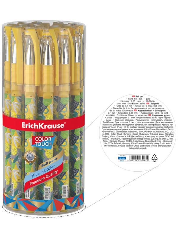 Ручка шариковая ErichKrause ColorTouch Lime, узел 0,7мм, цвет чернил синий