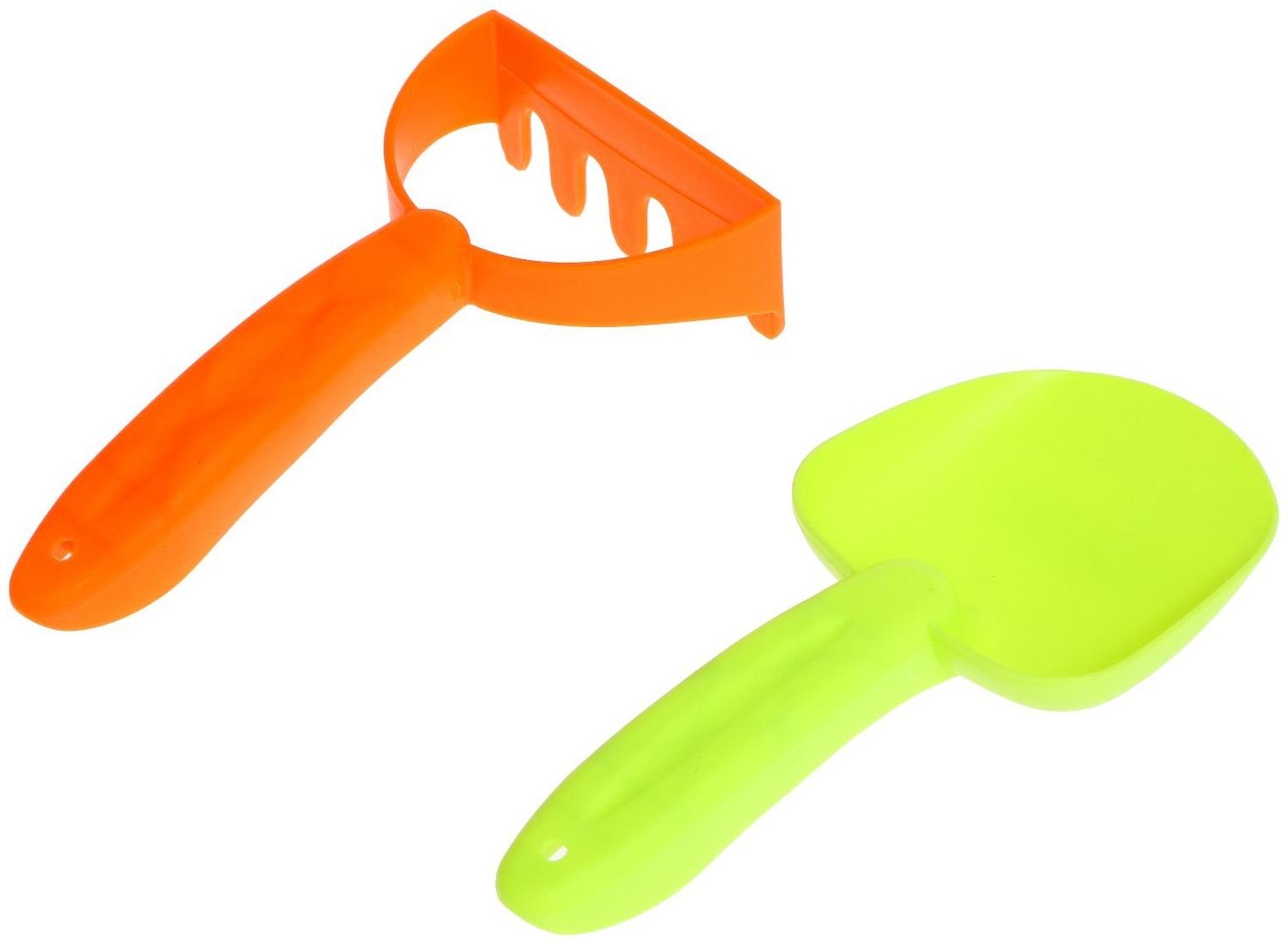 Песочный набор «Лето»: ведро, лопатка, грабли, формочка, в сетке