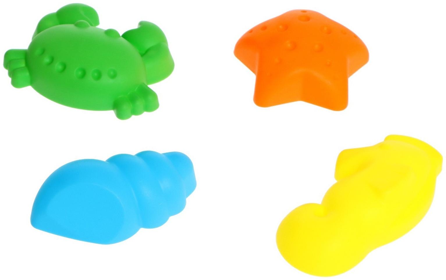 Песочный набор «Лето»: ведро, лопатка, грабли, формочка, в сетке