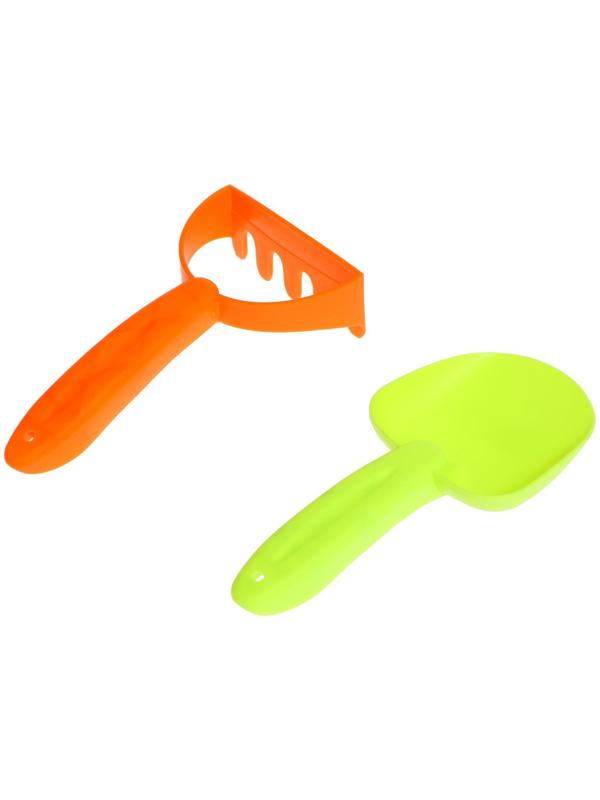 Песочный набор «Лето»: ведро, лопатка, грабли, формочка, в сетке