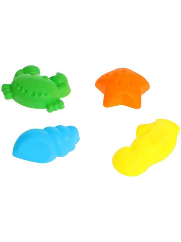 Песочный набор «Лето»: ведро, лопатка, грабли, формочка, в сетке