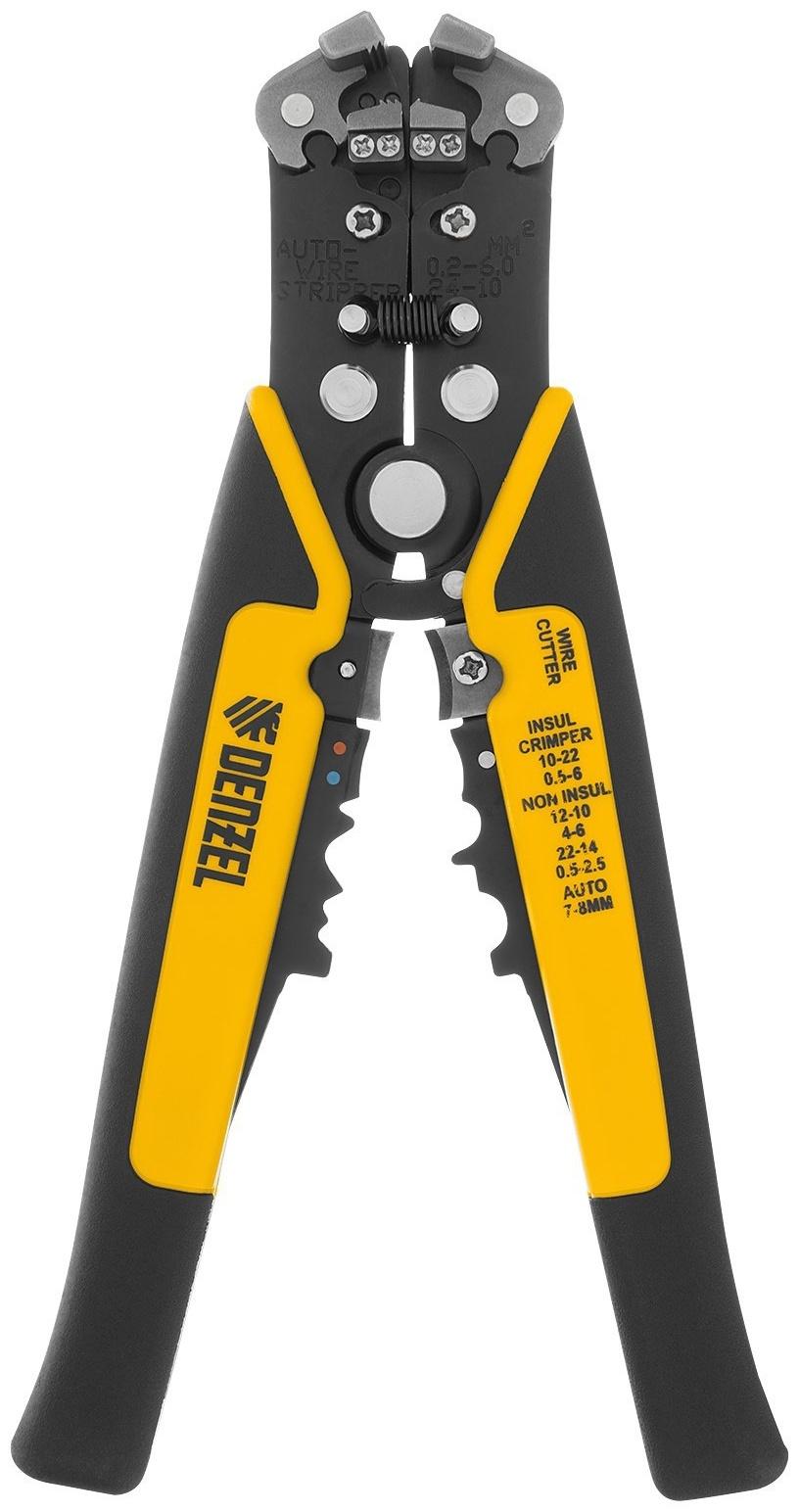 Щипцы для зачистки электропроводов Denzel 17742, функция обрезания проводов, 0.2 - 6 мм2