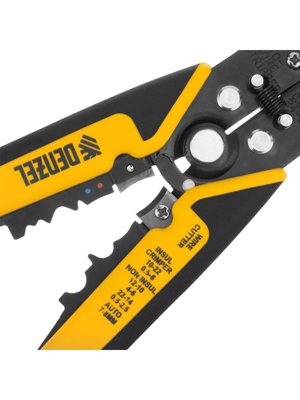 Щипцы для зачистки электропроводов Denzel 17742, функция обрезания проводов, 0.2 - 6 мм2