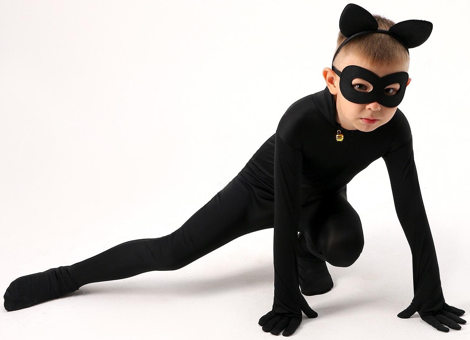 Карнавальный набор «Крутой кот», р. S, комбез, маска, ободок, рост 104–116 см