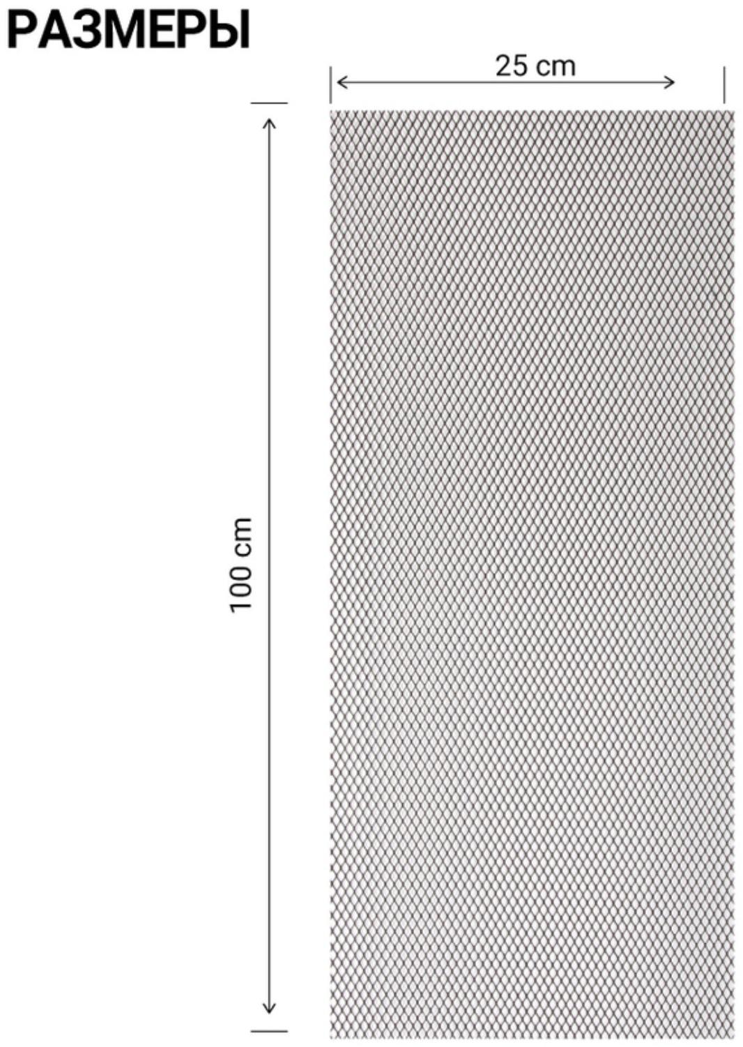 Сетка для защиты радиатора Autoprofi, 100 х 25 см мелкая ячейка, алюминий, черный