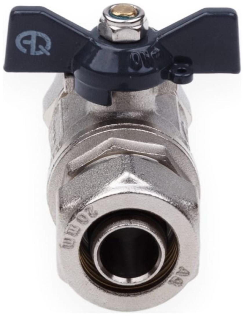 Кран шаровой AQUALINK, PN 10, 16 х 16 мм, цанга/цанга, бабочка, никелированный