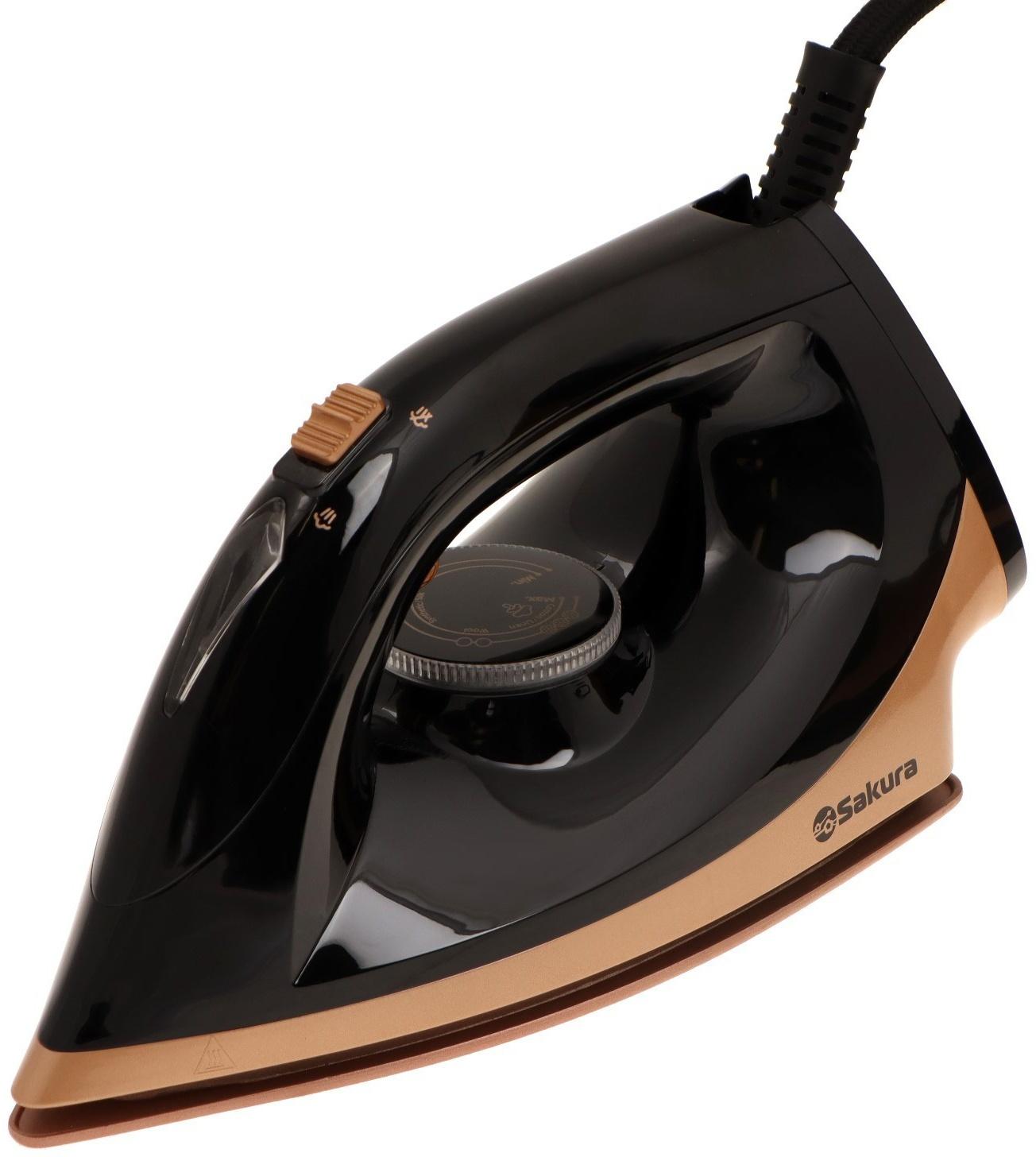 Парогенератор Sakura SA-3065CBK, 2400 Вт, керам. подошва, 1.1 л, 130г/мин, чёрно-золотой