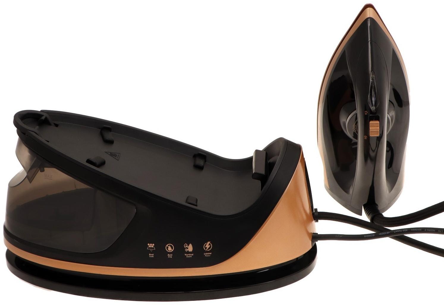 Парогенератор Sakura SA-3065CBK, 2400 Вт, керам. подошва, 1.1 л, 130г/мин, чёрно-золотой